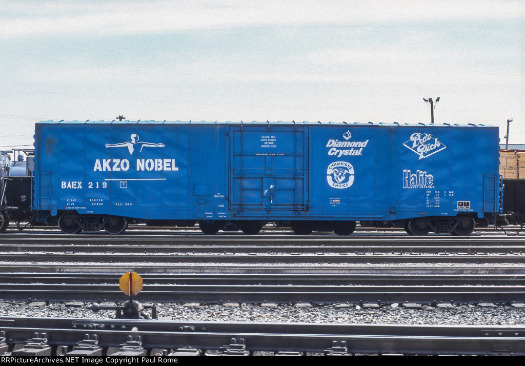 BAEX 219, Akzo Nobel 60-ft Single Door Box Car on the CNW at Proviso Yard